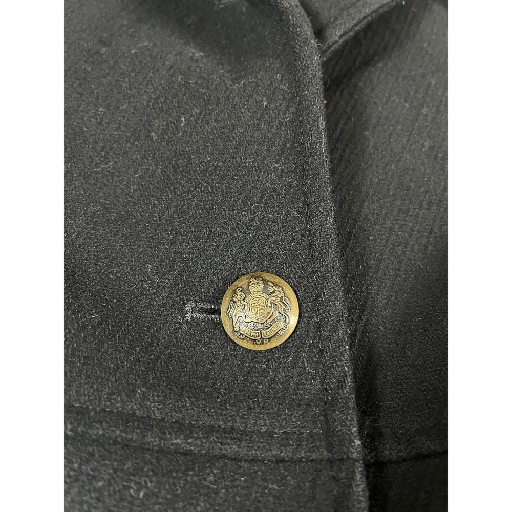 Lauren Ralph Lauren Black Wool Blend Peacoat Military Long Jacket Women's Sz 16 - Picture 5 of 14